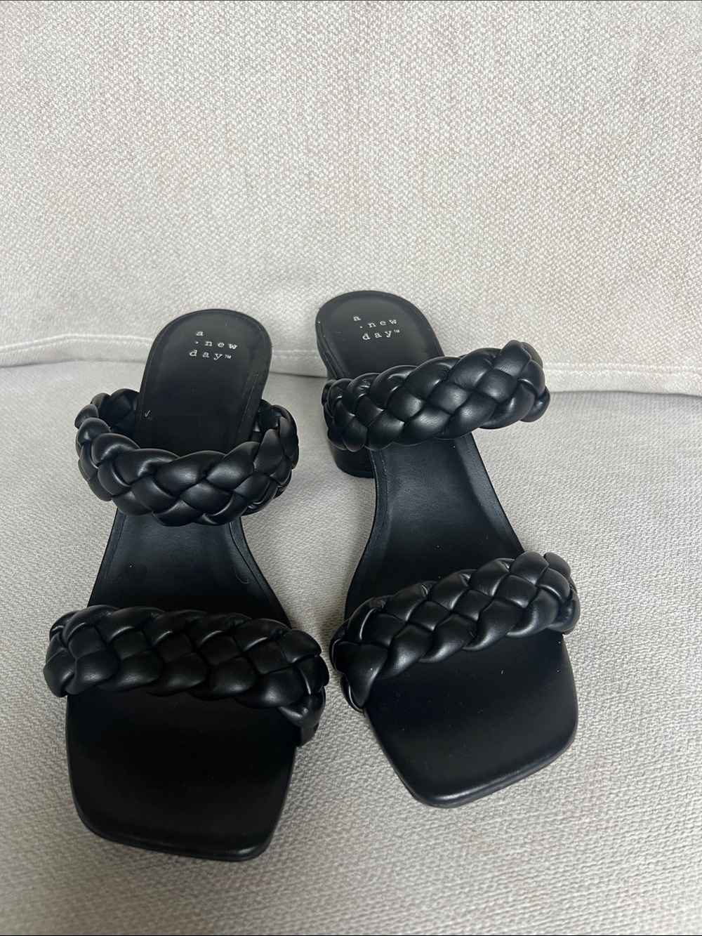 a new day Black Braided Double-Strap Slide Heels
